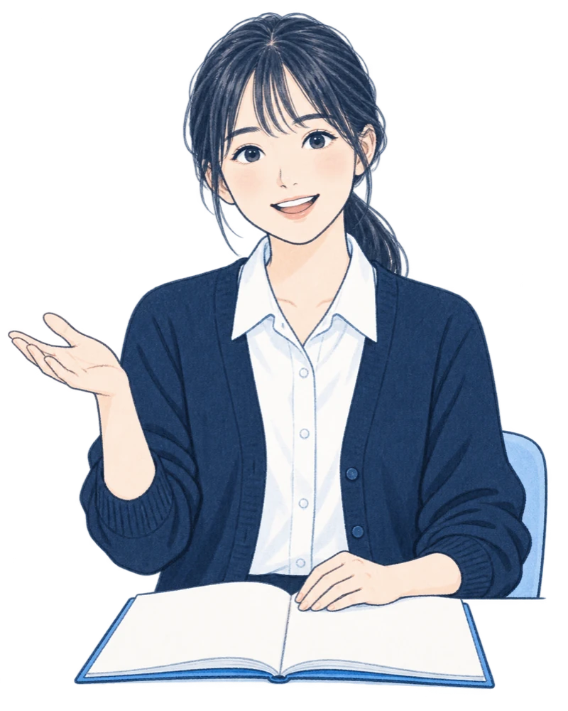 コース選びを案内する講師のイラスト